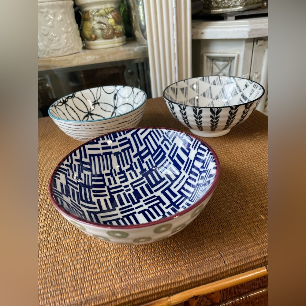 Prima Designs graphic tribal ceramic bowls set of 3